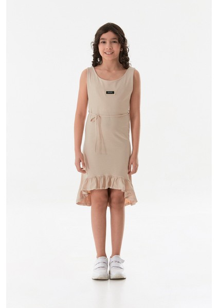 Beli Bağlamalı Eteği Fırfırlı Kız Çocuk Elbise fiyatları