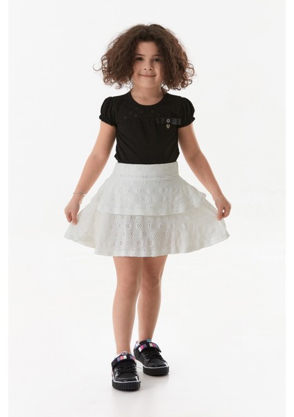 Dantelli Fırfırlı Kız Çocuk Etek