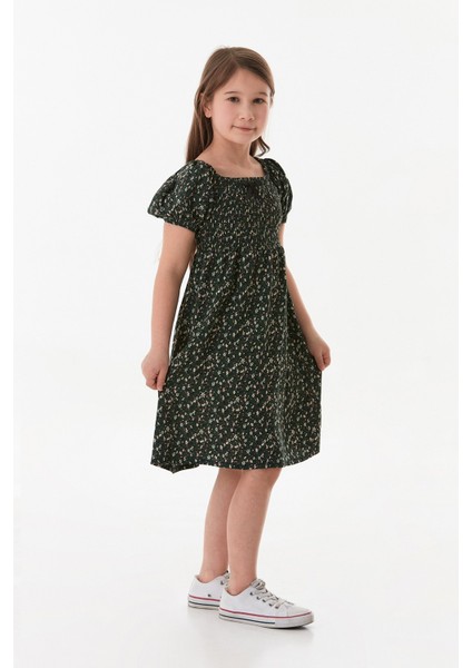 Madonna Yaka Balon Kol Kız Çocuk Elbise