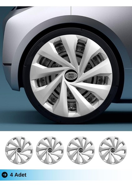 Skoda Rapid 14 Inç Jant Kapağı Amblemli Gri (4-Adet) 129 MJDT-MB-9416