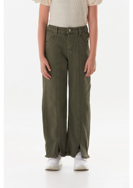 Beli Lastikli Paçası Püsküllü Yırtık Detaylı Kız Çocuk Pantolon fiyatları