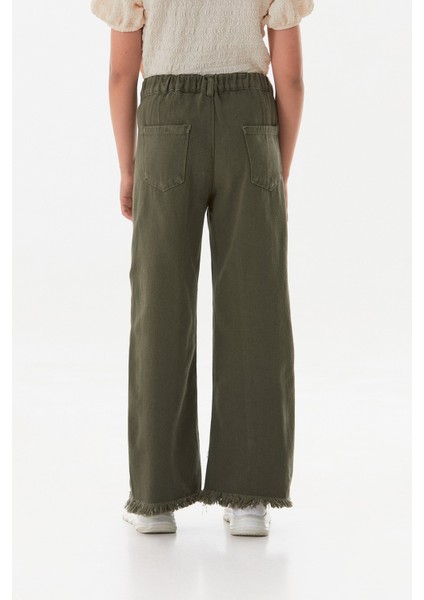 Beli Lastikli Paçası Püsküllü Yırtık Detaylı Kız Çocuk Pantolon modelleri