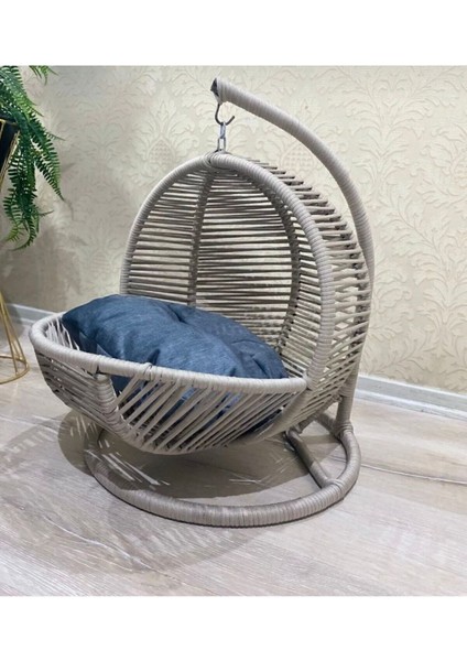 Açık Gri Büyük Boy Kedi Ve Küçük Köpek Salıncağı Yatağı