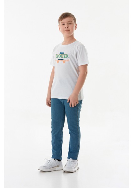 %100 Pamuk Skater Yazı Baskılı Erkek Çocuk Tişört fiyatları