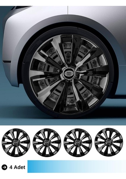 Ford Connect 15 Inç Jant Kapağı Amblemli Piano Black (4-Adet) 219 MJDT-MB-2817