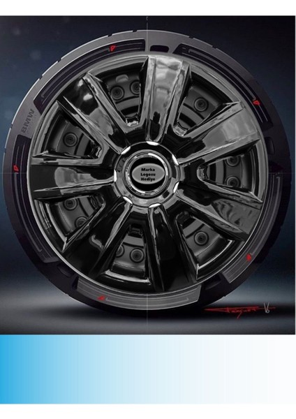 Tofaş Serçe 13 Inç Jant Kapağı Amblemli Piano Black (4-Adet) 204 MJDT-MB-9049