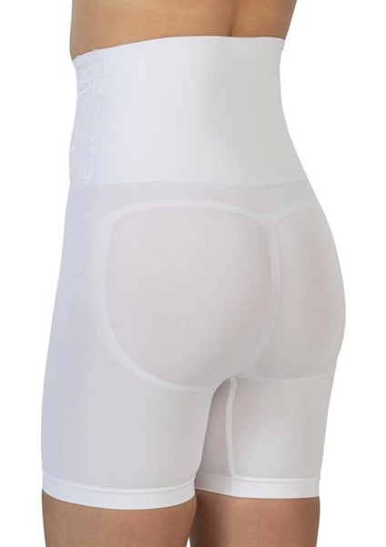 Modlive Beyaz Emay 2091 Önü Dantelli Yüksek Bel Boxer Korse