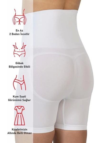 Modlive Beyaz Emay 2091 Önü Dantelli Yüksek Bel Boxer Korse modelleri