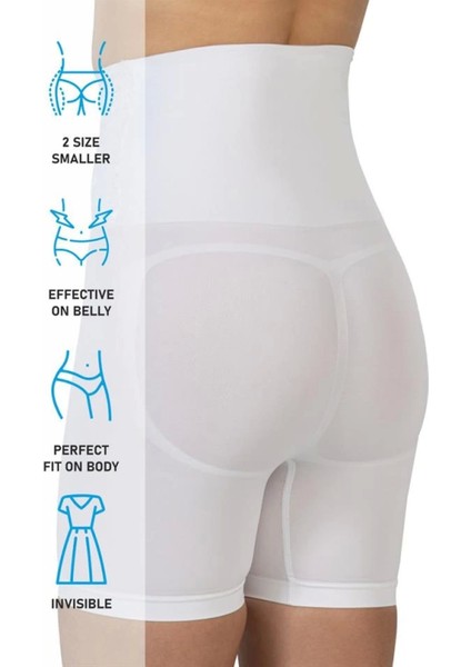 Modlive Beyaz Emay 2091 Önü Dantelli Yüksek Bel Boxer Korse fırsatları