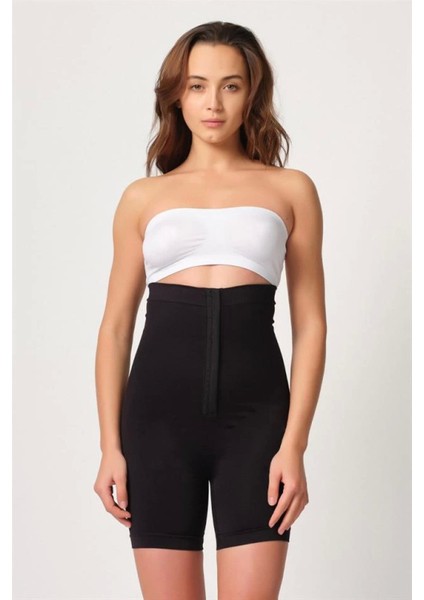 Modlive Siyah Emay 2087 Önden Agraflı Paçalı Korse