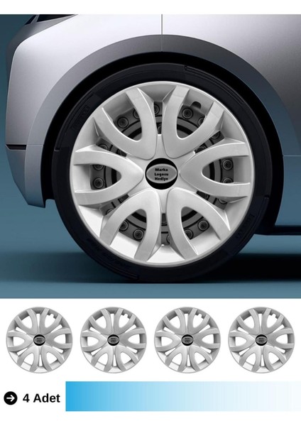 Renault Megane Iı 15 Inç Jant Kapağı Amblemli Gri (4-Adet) 139 MJDT-MB-9828
