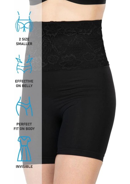 Modlive Siyah Emay 2091 Önü Dantelli Yüksek Bel Boxer Korse fırsatları