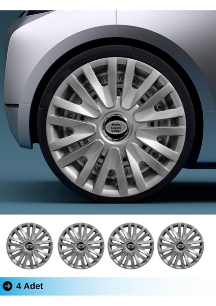 Fiat Siena 14 Inç Jant Kapağı Amblemli Gri (4-Adet) 123 MJDT-MB-11301