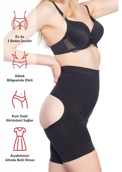 Modlive Siyah Emay 2032 Popo Açık Masajlı Boxer Korse fırsatları