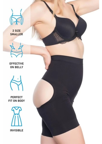 Modlive Siyah Emay 2032 Popo Açık Masajlı Boxer Korse indirimleri