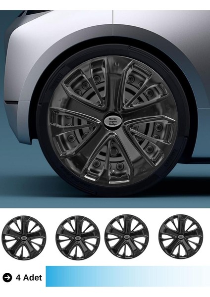Dacia Doker Stapway 15 Inç Jant Kapağı Amblemli Piano Black (4-Adet) 215 MJDT-MB-6038