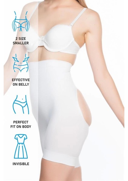 Modlive Beyaz Emay 2032 Popo Açık Masajlı Boxer Korse indirimleri