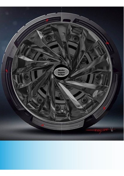 Fiat Idea 16 Inç Jant Kapağı Amblemli Piano Black (4-Adet) 221 MJDT-MB-6811