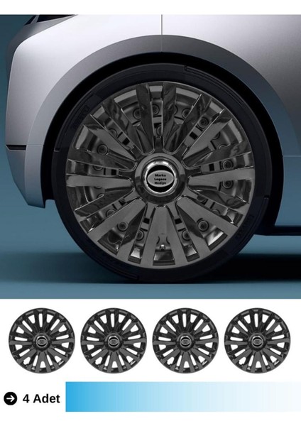 Skoda Superb 13 Inç Jant Kapağı Amblemli Piano Black (4-Adet) 207 MJDT-MB-12913