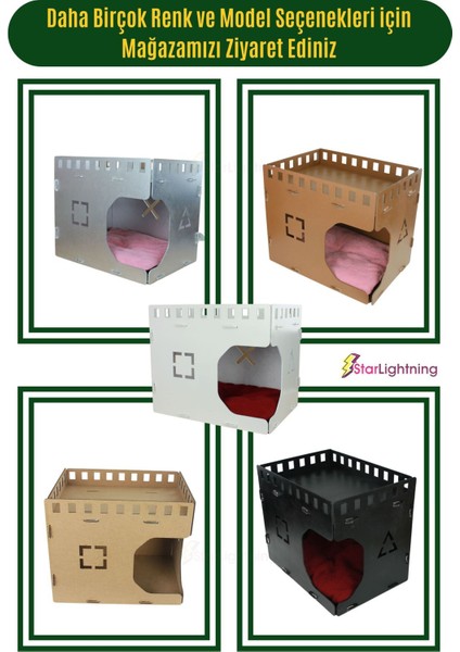 Beyaz Ahşap Kedi Yatağı 50x35 cm Parlak Küp Model Doğal ve Şık Tasarım fırsatları