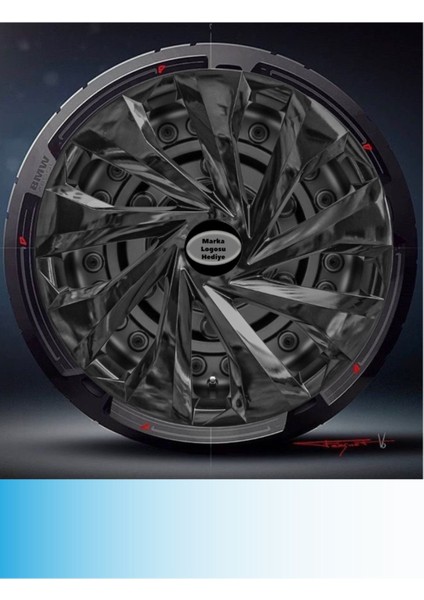 Ford Fiesta Van 15 Inç Jant Kapağı Amblemli Piano Black (4-Adet) 217 MJDT-MB-7335