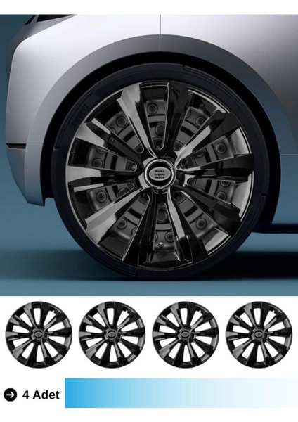 Seat Exeo 16 Inç Jant Kapağı Amblemli Piano Black (4-Adet) 214 MJDT-MB-5654
