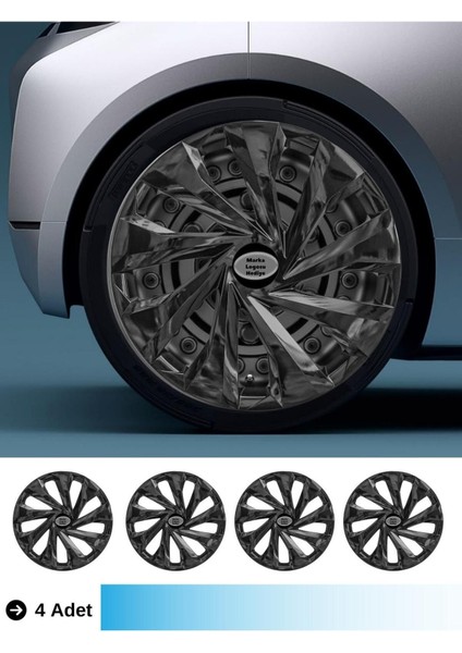 Kia Clarus 16 Inç Jant Kapağı Amblemli Piano Black (4-Adet) 221 MJDT-MB-6314