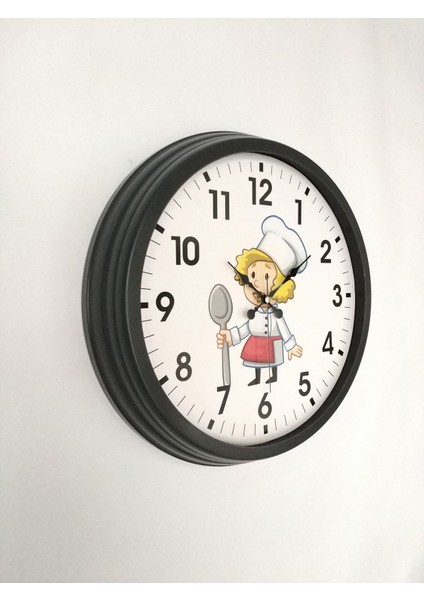 40x40 cm Siyah Metal Aşçı Mutfak Duvar Saati, Modern Bej Tasarım fırsatları