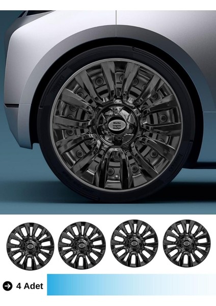 Citroen C4 Picasso 15 Inç Jant Kapağı Amblemli Piano Black (4-Adet) 206 MJDT-MB-8891