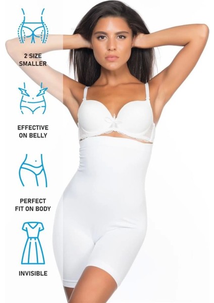 Modlive Beyaz Emay 2007 Yüksek Bel Paçalı Korse indirimleri