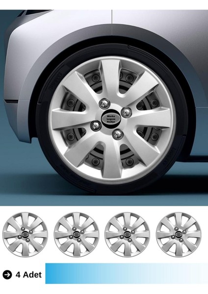 Renault Clio 14 Inç Jant Kapağı Amblemli Gri (4-Adet) 137 MJDT-MB-1222