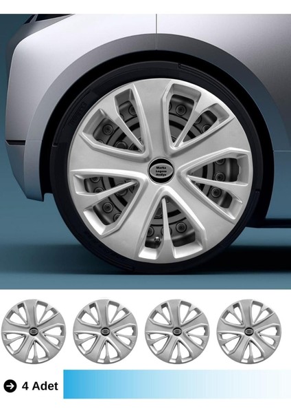 Renault Megane I 15 Inç Jant Kapağı Amblemli Gri (4-Adet) 138 MJDT-MB-9622
