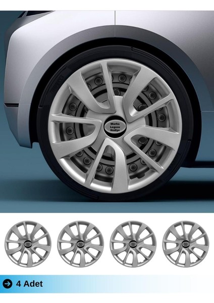 Fiat Punto Evo 15 Inç Jant Kapağı Amblemli Gri (4-Adet) 101 MJDT-MB-10153