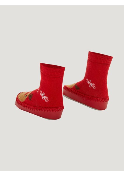 Yılbaşı Temalı Erkek Bebek Ev Çorabı
