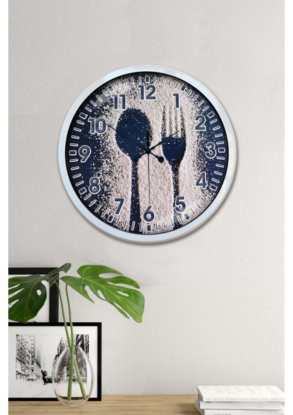 40 cm Metal Duvar Saati, Beyaz, Geometrik Tasarım, Modern Dekorasyon için Ideal