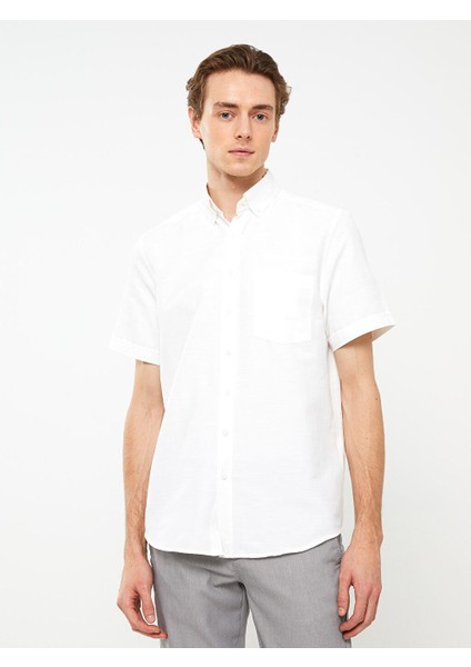 Regular Fit Kısa Kollu Poplin Erkek Gömlek