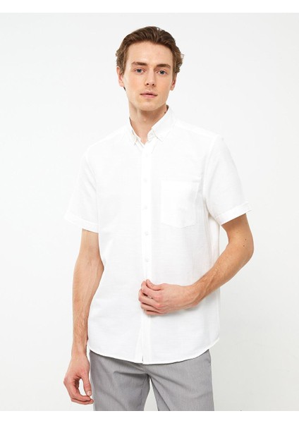 Regular Fit Kısa Kollu Poplin Erkek Gömlek