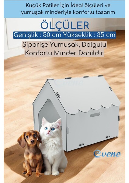 Büyük Ahşap Kedi Evi, Beyaz, Şık ve Rahat Tasarım, TR Menşei fiyatları