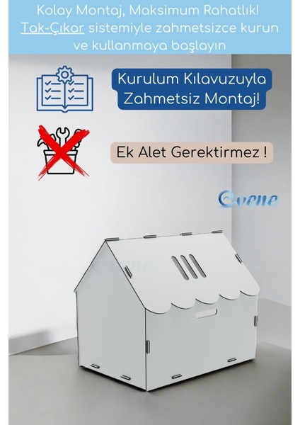 Büyük Ahşap Kedi Evi, Beyaz, Şık ve Rahat Tasarım, TR Menşei modelleri