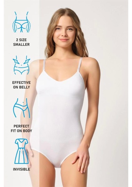 Modlive Beyaz M Emay 1925 Soft Pedli Çıtçıtlı Body indirimleri