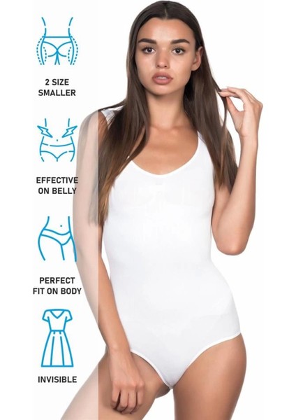 Modlive Beyaz Emay 1924 Soft Kalın Askıllı Çıtçıtlı Body indirimleri