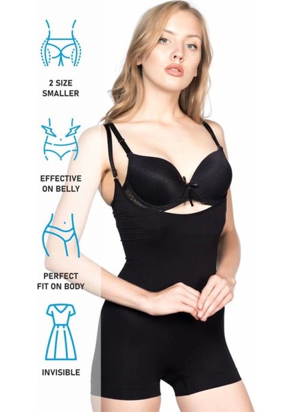 Modlive Siyah Emay 2058 Göğsü Açık Kısa Paça Boy Korse indirimleri