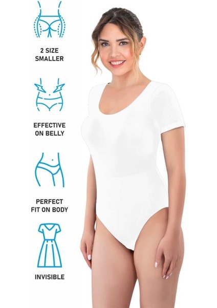 Modlive Beyaz Emay 1926 Soft Yarım Kollu Body fırsatları