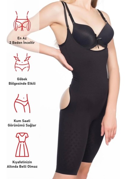 Modlive Siyah Emay 2038 Popo ve Göğsü Açık Paçalı Boy Korse fırsatları