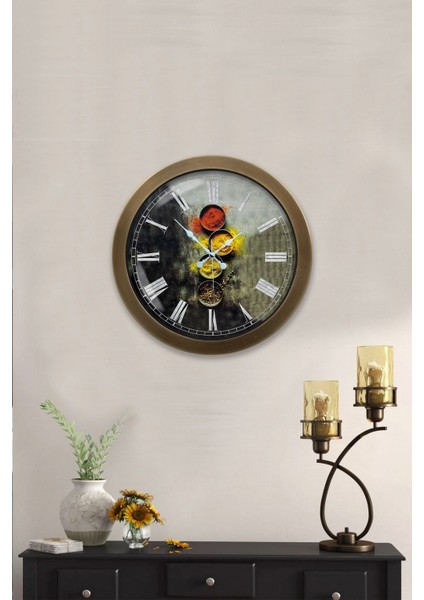 36 Cm Eskitme Metal Mutfak Duvar Saati, Geometrik Stil, Metalik Renk fiyatları