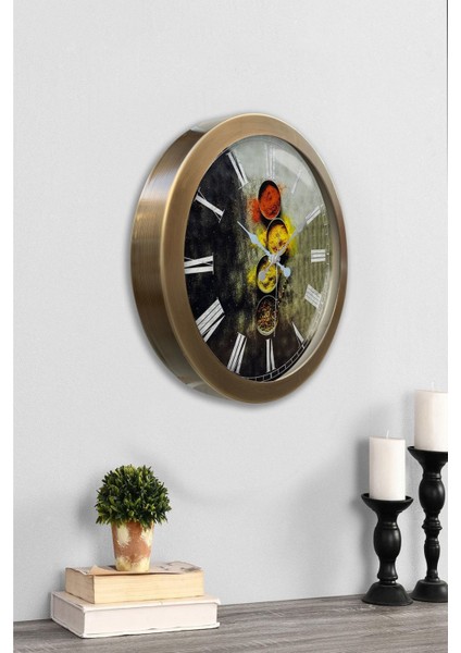 36 Cm Eskitme Metal Mutfak Duvar Saati, Geometrik Stil, Metalik Renk fırsatları