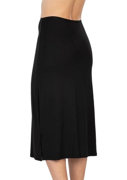 Modlive Siyah Emay 1439 Modal Cotton Uzun Jupon