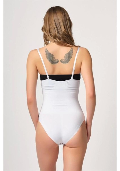 Modlive Beyaz Emay 2043 Göğsü Açık Agraflı Body Korse modelleri