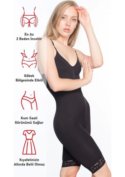 Modlive Siyah Emay 2031 Paçalı Dantelli Boy Korse fırsatları