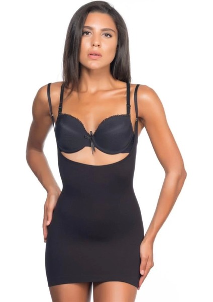 Modlive Siyah Emay 5043 Göğsü Açık Masajlı Korse